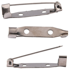 10 x Metalen broche spelden 30 x 5 x 6mm 2 gaten Hematiet kleur