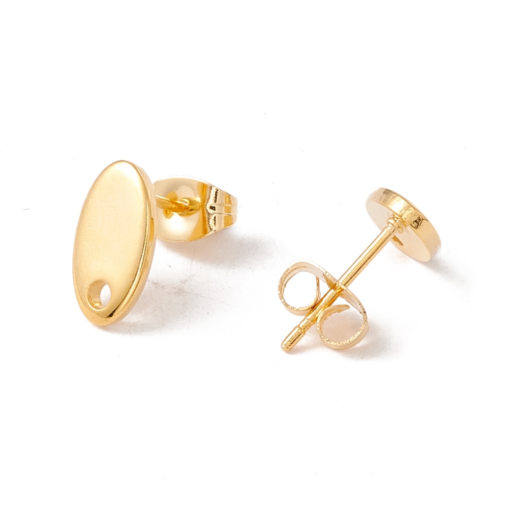2 x oorbelsteker ovaal – ca. 11 x 6 mm – oogje: 1,6 mm – steker: 0,8 mm – rvs – 24K goldplated
