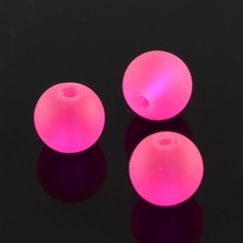 10 x mat frosted glaskralen 10mm gat: 1,5mm Deep Pink