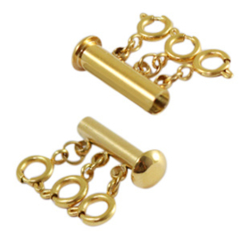 1 x RVS multi ketting sluiting 20 x 10 mm – oogje 3,3 mm – goudkleur