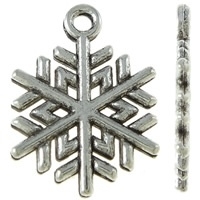 6 x Tibetaans zilveren sneeuwvlokje 15 x 20 x 1,5m Gat: 1,5mm