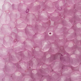 10 x  Tsjechische kralen facet kristal  6 x 5mm kleur: ab licht paars Afm: Gat c.a: 1mm