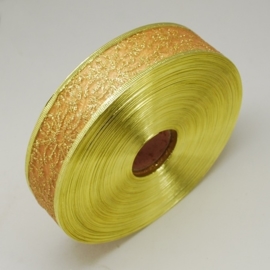 1 meter organza lint met goud glitter 38mm met metaaldraad