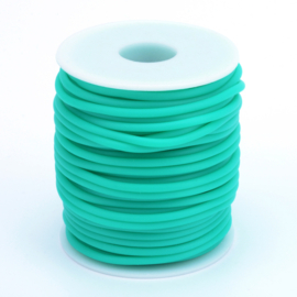 100 cm hol Rubber DQ koord 3mm gat: 1,5 mm Medium Turquoise