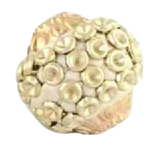Bohemian kraal of Kashmiri kraal wit met goud, 16 mm, gat 1,5 mm.