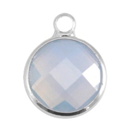 Crystal glas hanger rond 12mm Light grey opal-Silver  (Nikkelvrij)
