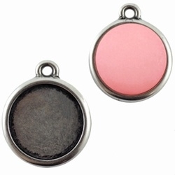 1 x Cabochon-Camée houder Metalen Ibiza cabochon setting (zonder steen) tray Ø12mm Hematiet kleur  (Nikkelvrij)