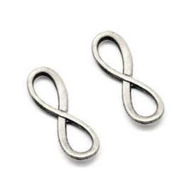 2 x Infinity Bedel Metaal Antiek Zilver 23x8 mm