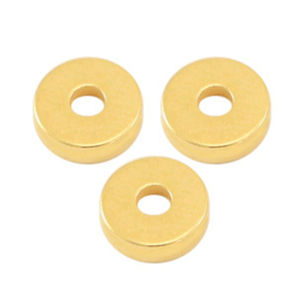4 x Kralen DQ metaal disc rondellen 6x2mm Goud Ø1.8mm (nikkelvrij)