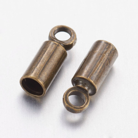 10 x DQ Metalen Eindkapje Brons voor 2 mm koord/leer 8x3 mm Ø 2.0 mm (Nikkelvrij)