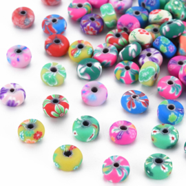 20 x Polymeer kralen rondellen Multicolour 6,5 x 3,5mm gat: 1,6mm