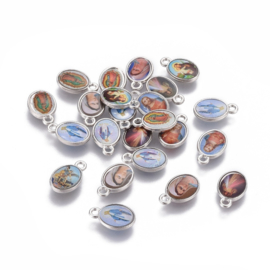 10 x  Reli bedeltjes ovaal platinum kleur 12 x 7,5 x 2mm, oogje 1,4mm