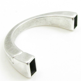 1 x DQ metaal halve armband met magneet sluiting antiek zilver kleur ca. 60 x 12mm, gat 10 x 5 mm (Nikkelvrij)