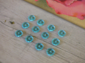 10x Ronde Kleine Glaskraal Blauw 6 x 6 x 2.3mm oogje: 1mm