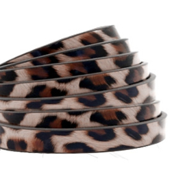 1 meter plat 5mm imi leer leopard print Taupe