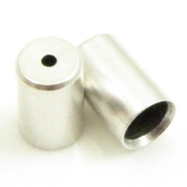 1 x DQ metaal Eindap 3 x 5 mm 3 mm gat 1,3 mm rijggat Antiek Zilver   (Nikkelvrij)