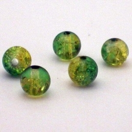 30 x crackle glas kralen 8mm licht groen geel gat: 1,5mm