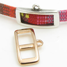 1 x DQ metaal Schuiver gesp met oog voor 5 mm Rose goud (Nikkelvrij)