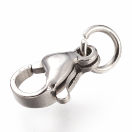 2x RVS 304 verbindingssluiting met ringen 10 x 7 x 3mm,  ring 5 x 0,6mm gat ring:  3,2mm
