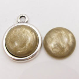 1 x Polaris Cabochon Jais Gold 16,4mm
