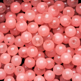 15 stuks  glaskralen opaal soft pink 8mm
