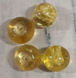 20 stuks Glaskraal crackle rond transparant geel  4 mm gat 1mm