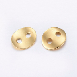 2 x RVS 304 bean beads varkensneus kraal knoop verdeler 14 x 12 x 0,8 mm – gat 3 mm – goudkleur