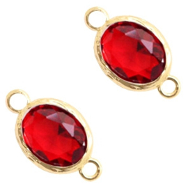 Crystal glas tussenstukken ovaal 10x18mm Siam Red - crystal-gold (Nikkelvrij)
