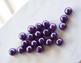 25 x Transparante DQ Glasparel – 8 mm – Kleur Purple – Gat ca. 1 mm