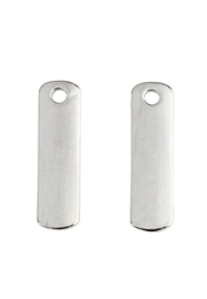 2 x Metalen naamlabel hangers rechthoek 22x6mm platinum kleur