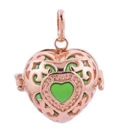 Echt Sterling 925 zilveren harmony ball Engelenroeper Rose gold plated hartje groen