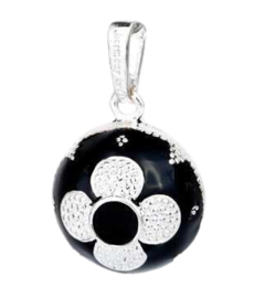 Echt Sterling 925 zilveren harmony ball Engelenroeper zwart bloem