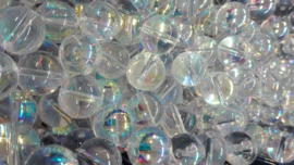 10 x prachtige glaskraal transparant met olieglans 14mm Gat: 2mm