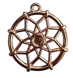 DQ metalen bedels dromenvanger  dreamcatcher ca. 30x28mm (voor Swarovski SS16 flatback) rose gold kleur