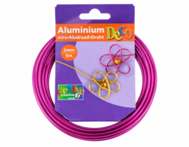 1 x Vaessen Creative aluminiumdraad 2 mm x 5 meter – Strong Pink (Nikkelvrij)
