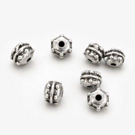 10 x Metalen kralen 5 x 6,5 mm – gat 1,5 mm – antiek zilverkleur (Nikkelvrij)