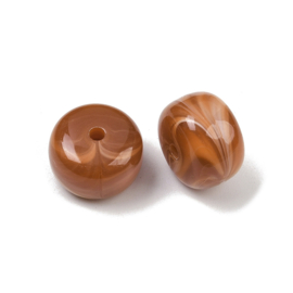 10 x Acryl kralen rondelle two tone opaque 14,5 x 10 mm – gat 2 mm – Chocolate