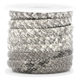 20 cm Gestikt leer imi 6x4mm snake Grey