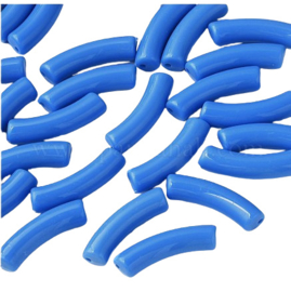 10 x Acryl kralen tube opaque Dodger Blue ca. 32x8mm (gat Ø1.8mm)