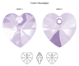 3x Prachtige glas facet Hanger hart lila  10mm