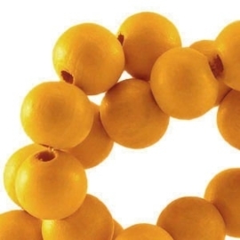 20 x Houten Kralen Rond 8 mm Citrus geel