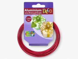 1 rol Vaessen Creative aluminiumdraad 1,5 mm x 5 meter rood (Nikkelvrij)