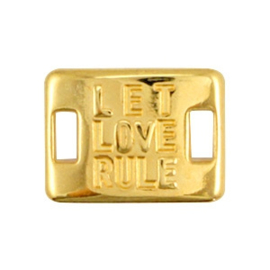 1 x Bedels DQ metaal tussenstuk LET LOVE RULE Goud ca. 20x15mm (Ø5x2.1mm)