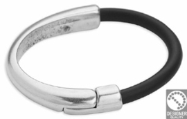 1 x DQ metaal halve armband met magneet sluiting antiek zilver kleur ca. 60 x 7,5mm, gat 5mm (Nikkelvrij)