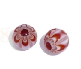 15 x Millefiori Glas Lampwork rood kralen 6mm gat: 1mm