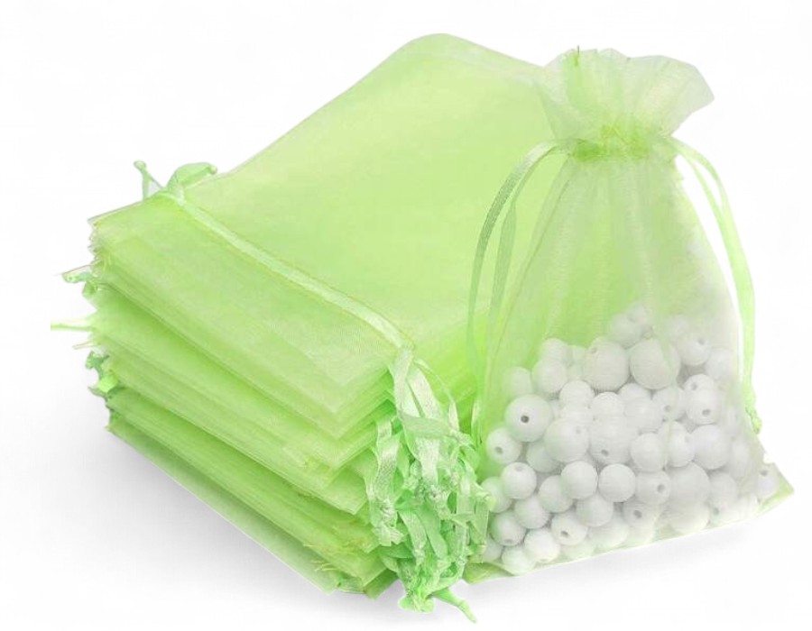 ca. 100 x Organza zakjes 7 x 9 cm – lichtgroen