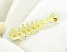 1 x DQ metaal hanger visgraat goud kleur ca. 42 x 13mm Ø2,5mm (Nikkelvrij)
