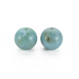 10 x Acryl kralen rond two tone 20 mm – gat 3 mm – turquoise