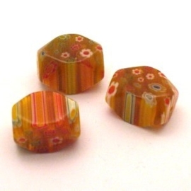 4 x Millefiori glas kraal 10 x 13 x 20mm gat 1mm