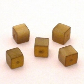 10 x Glaskraal kubus cate-eye 8 mm Amber